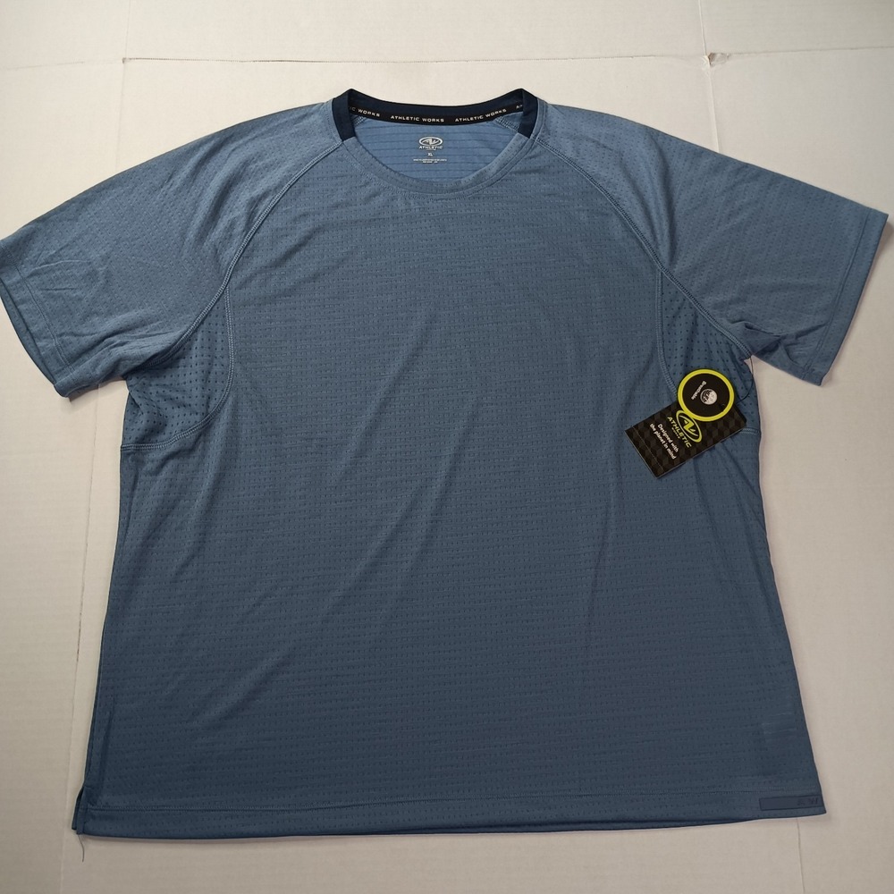 Athletic Works‎ Mixed Media Tee Men's T-Shirt Size XL XLarge Blue Breathable